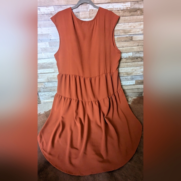 New Dark Orange Tiered Hi Lo Sleeveless Dress or Tunic - Picture 9 of 14